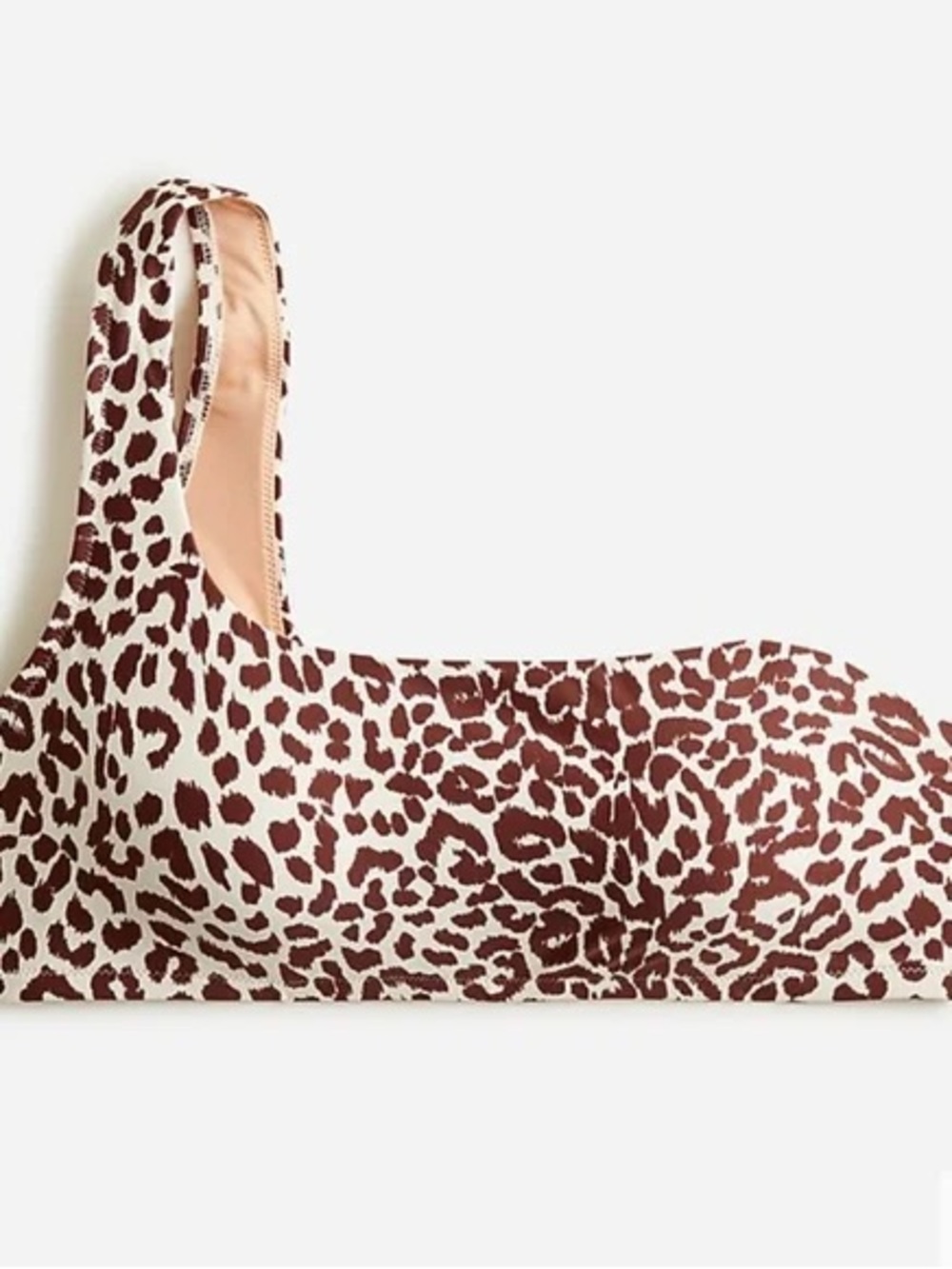 J Crew Leopard Print One-Shoulder Bikini Top in Cream and Brown - Picture 5 of 5